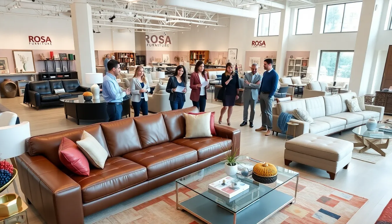 modern furniture showroom featuring Rosa Furniture's classic and contemporary designs.